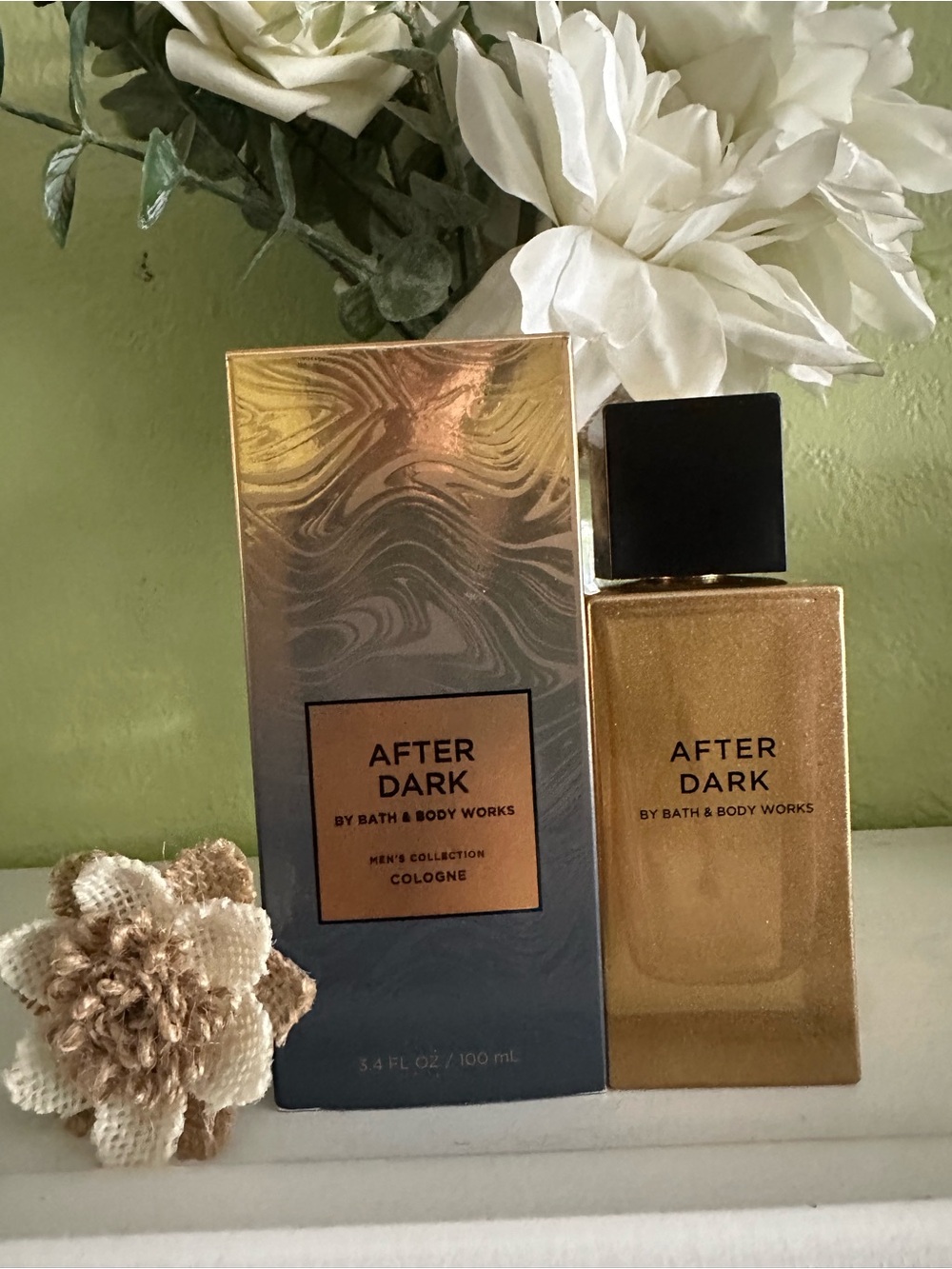Bath & Body Works After Dark Gold Cologne Bottle with Black Cap